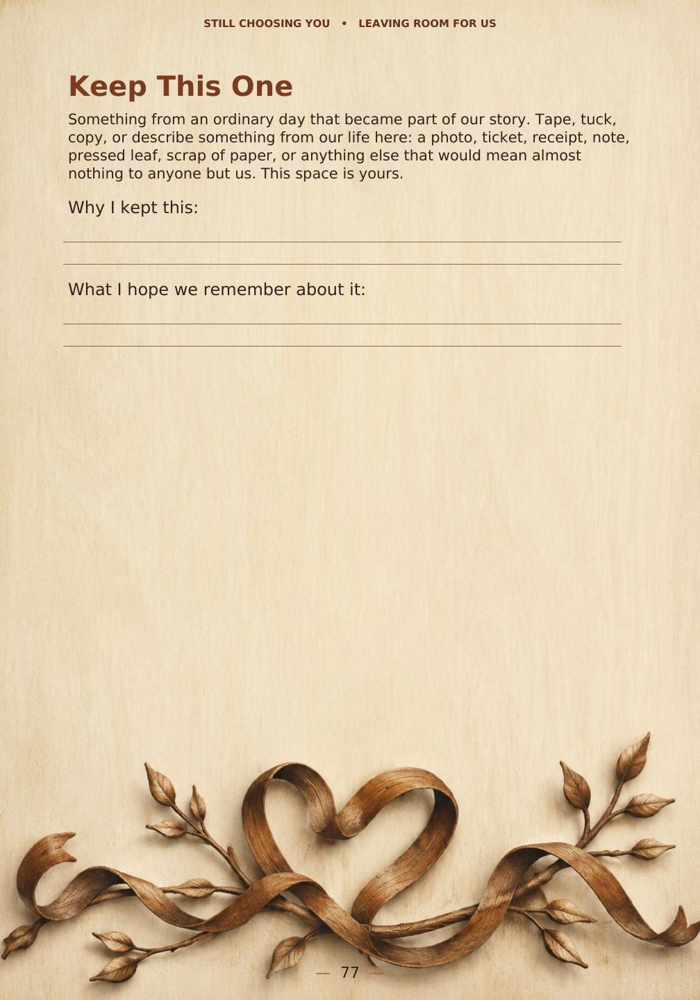 Keep This One keepsake page from Still Choosing You